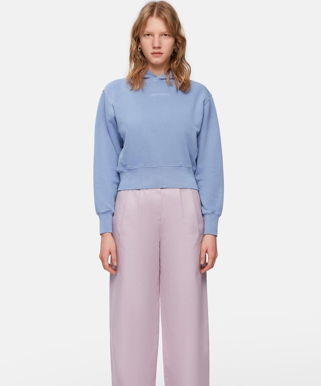 resm Reflect Studio-Logo Embroidered Washed Crop Hoodie