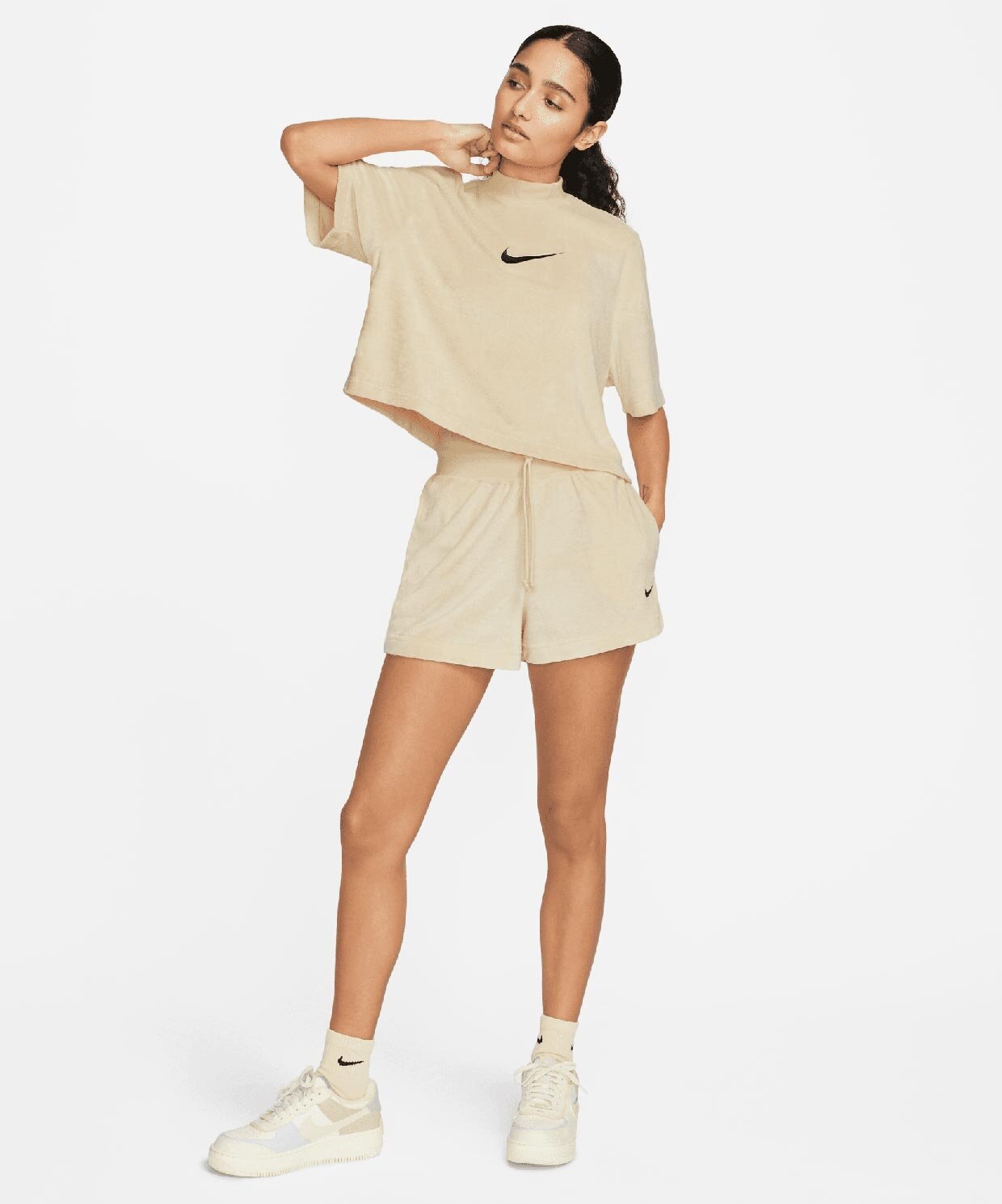 Nike W Nsw Mock Ss Tee Trry Ms