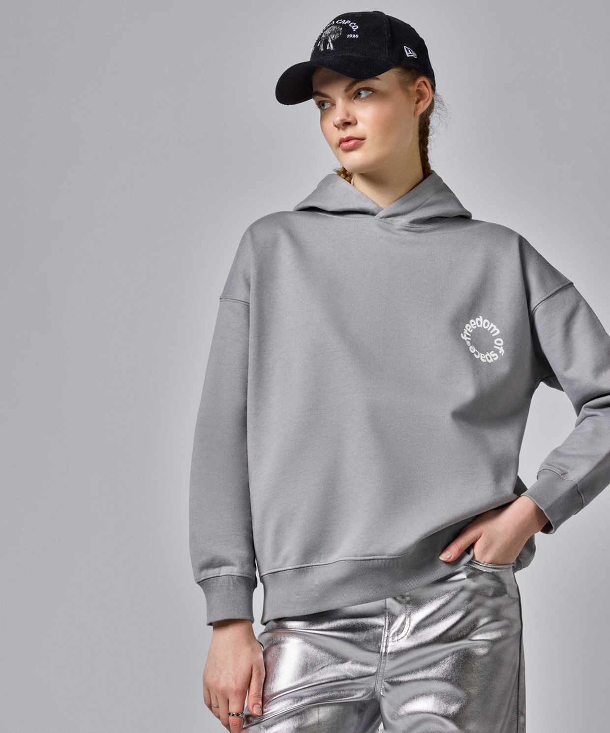 Freedom Of Space 18 Jersey Hooded Sweatshirt Grey-Black