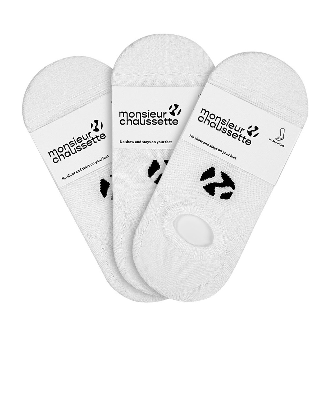 resm Monsieur Chaussette No Show White Socks 3lü Paket