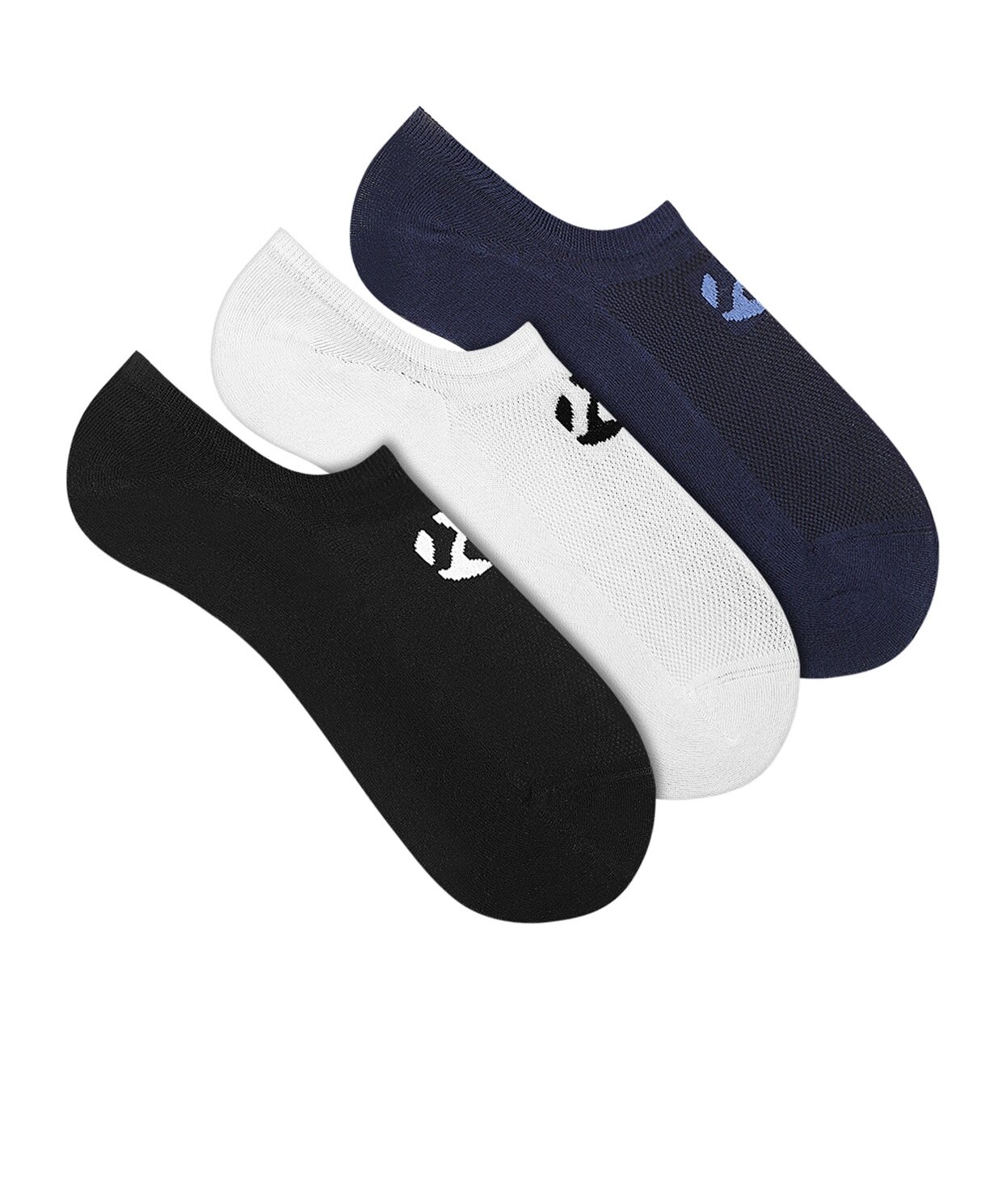 resm Monsieur Chaussette No Show Black White Blue Socks 3lü Paket