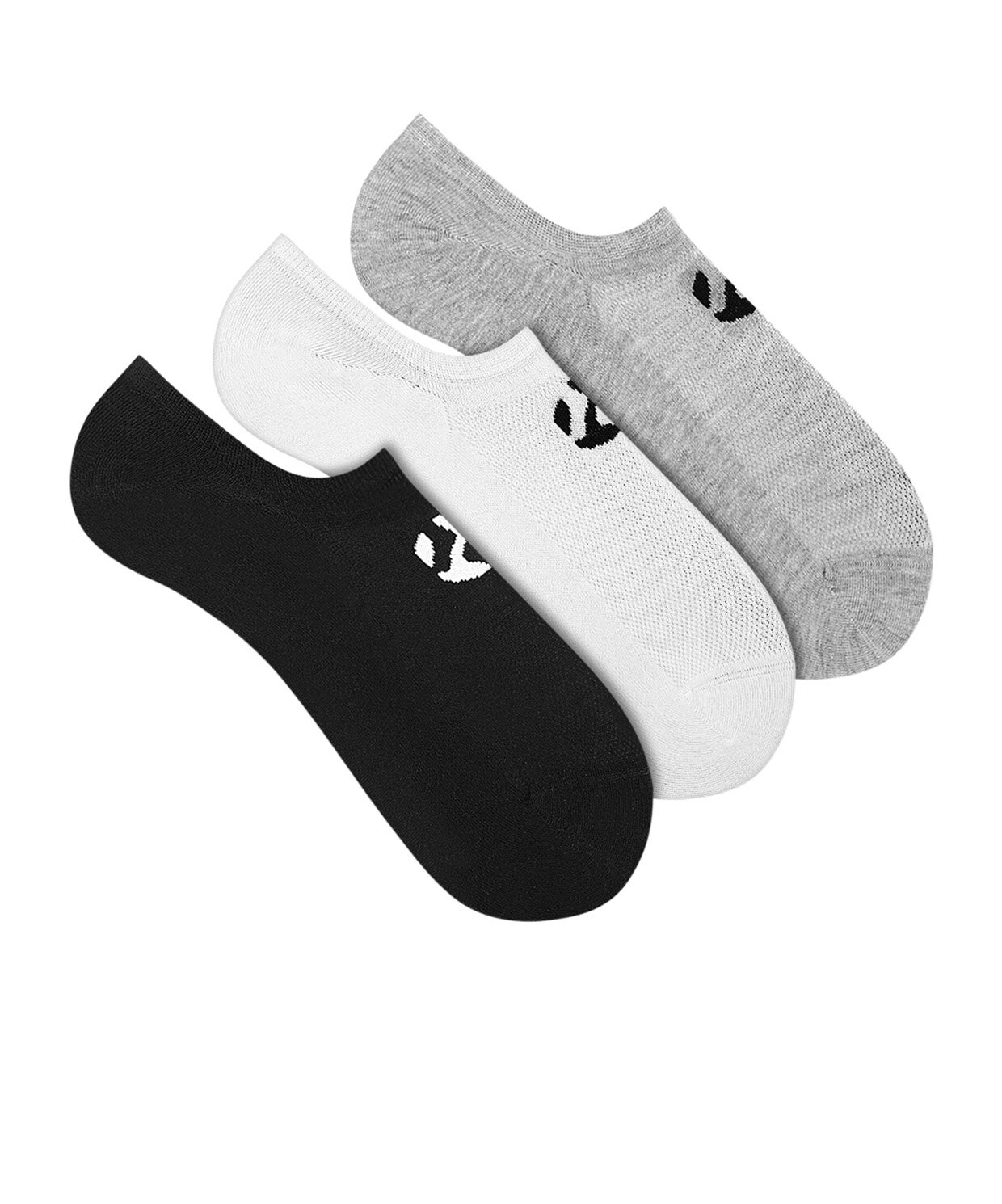 resm Monsieur Chaussette No Show Black White Grey Socks 3lü Paket