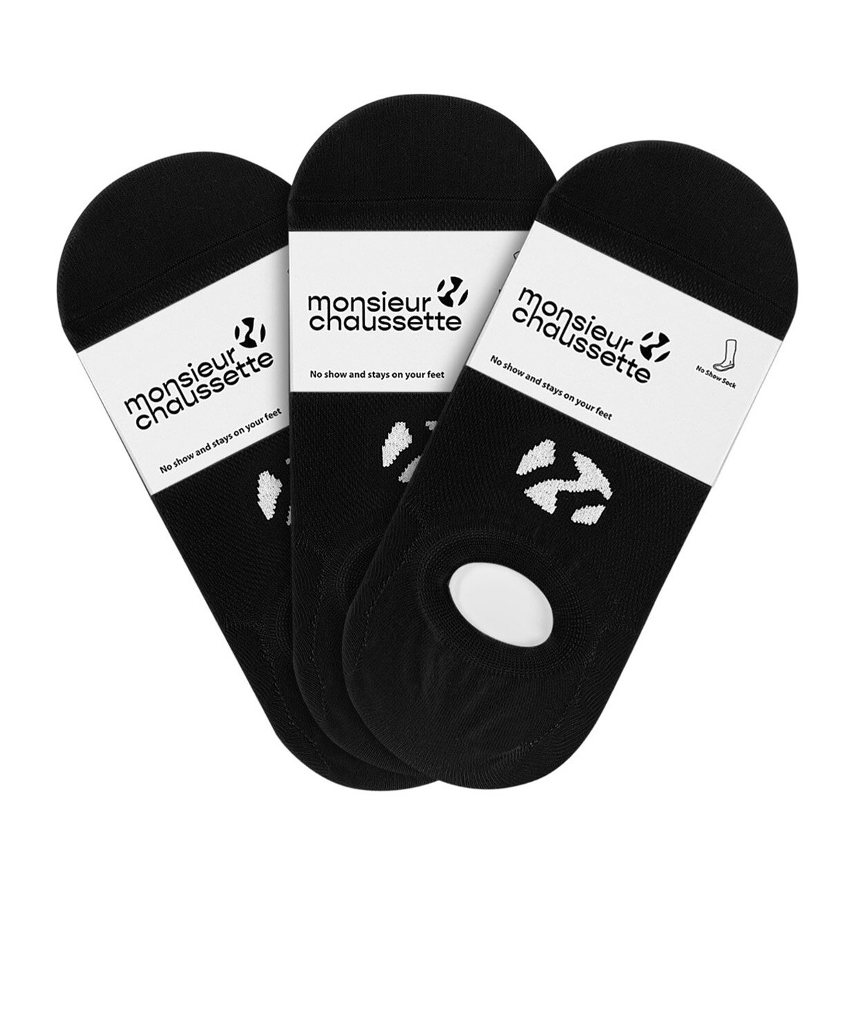 resm Monsieur Chaussette No Show Black Socks 3lü Paket