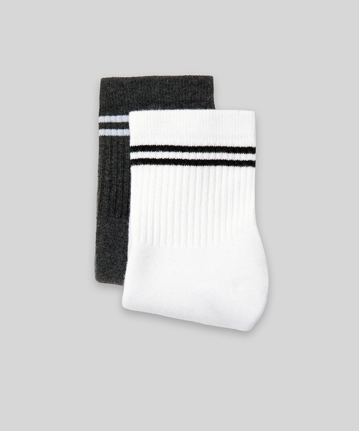 resm Monsieur Chaussette Çizgili Unicolor Half Havlu Çorap 2li Paket