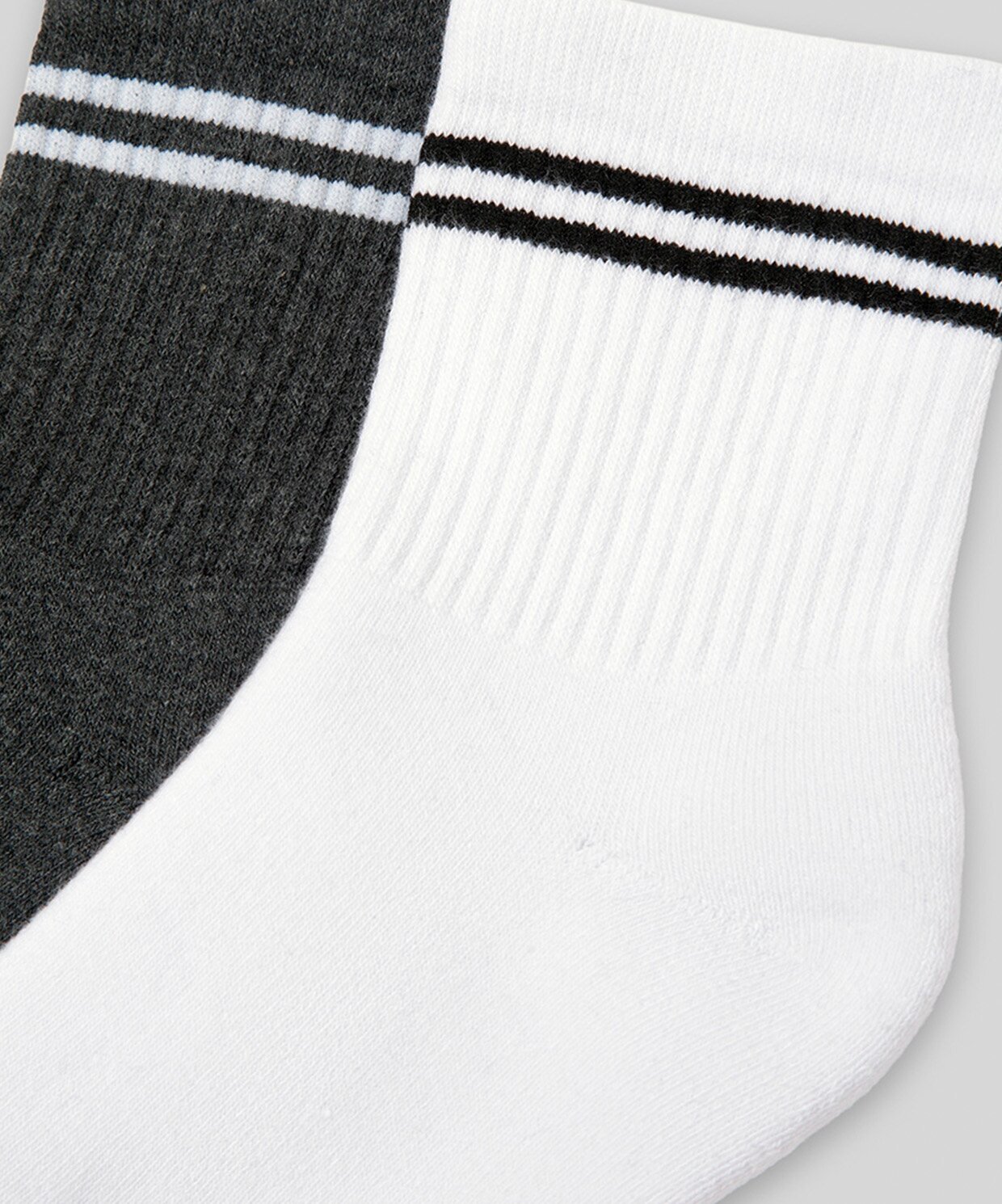 resm Monsieur Chaussette Çizgili Unicolor Half Havlu Çorap 2li Paket