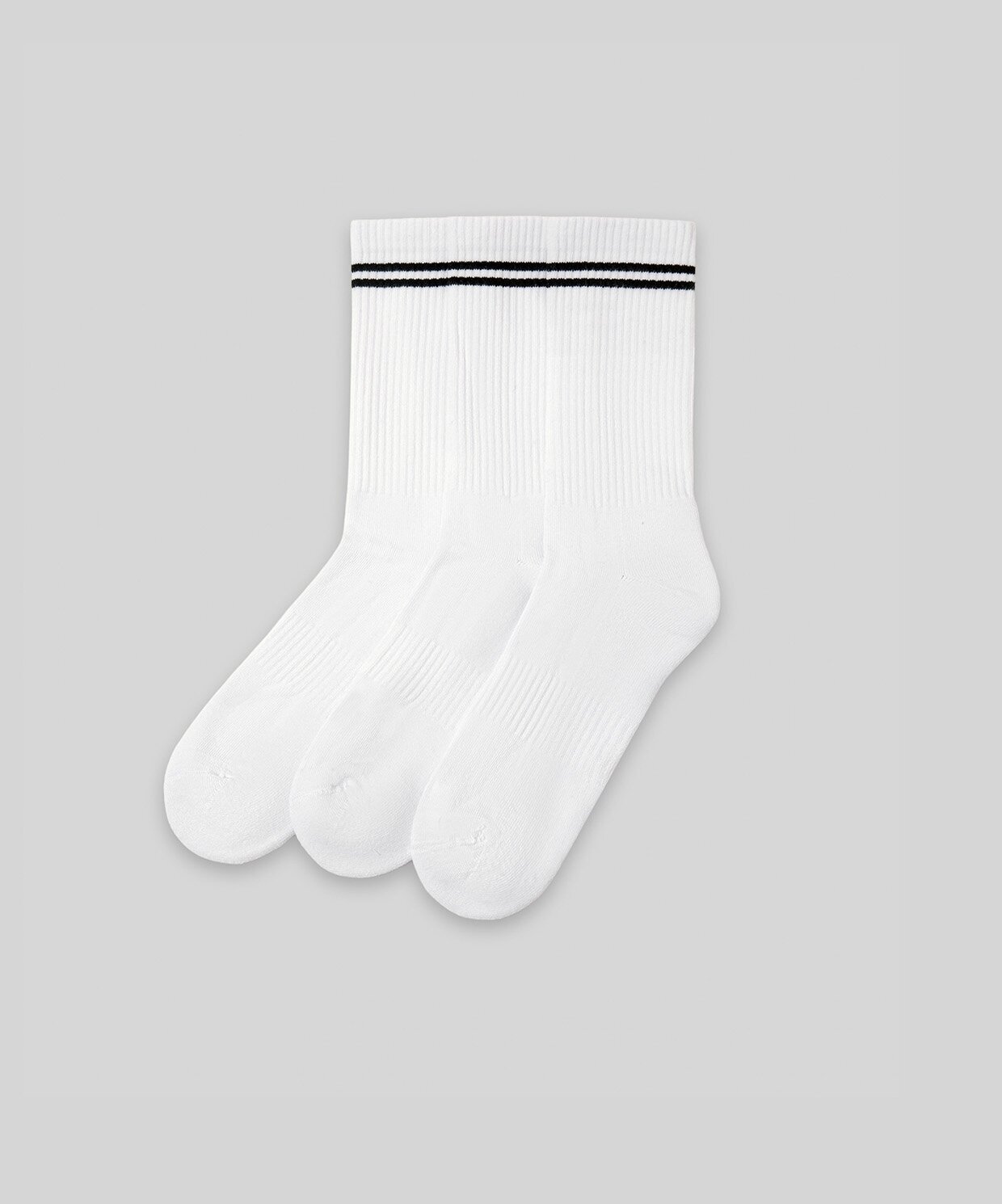 resm Monsieur Chaussette Çizgili Unicolor Havlu Çorap 3lü Paket