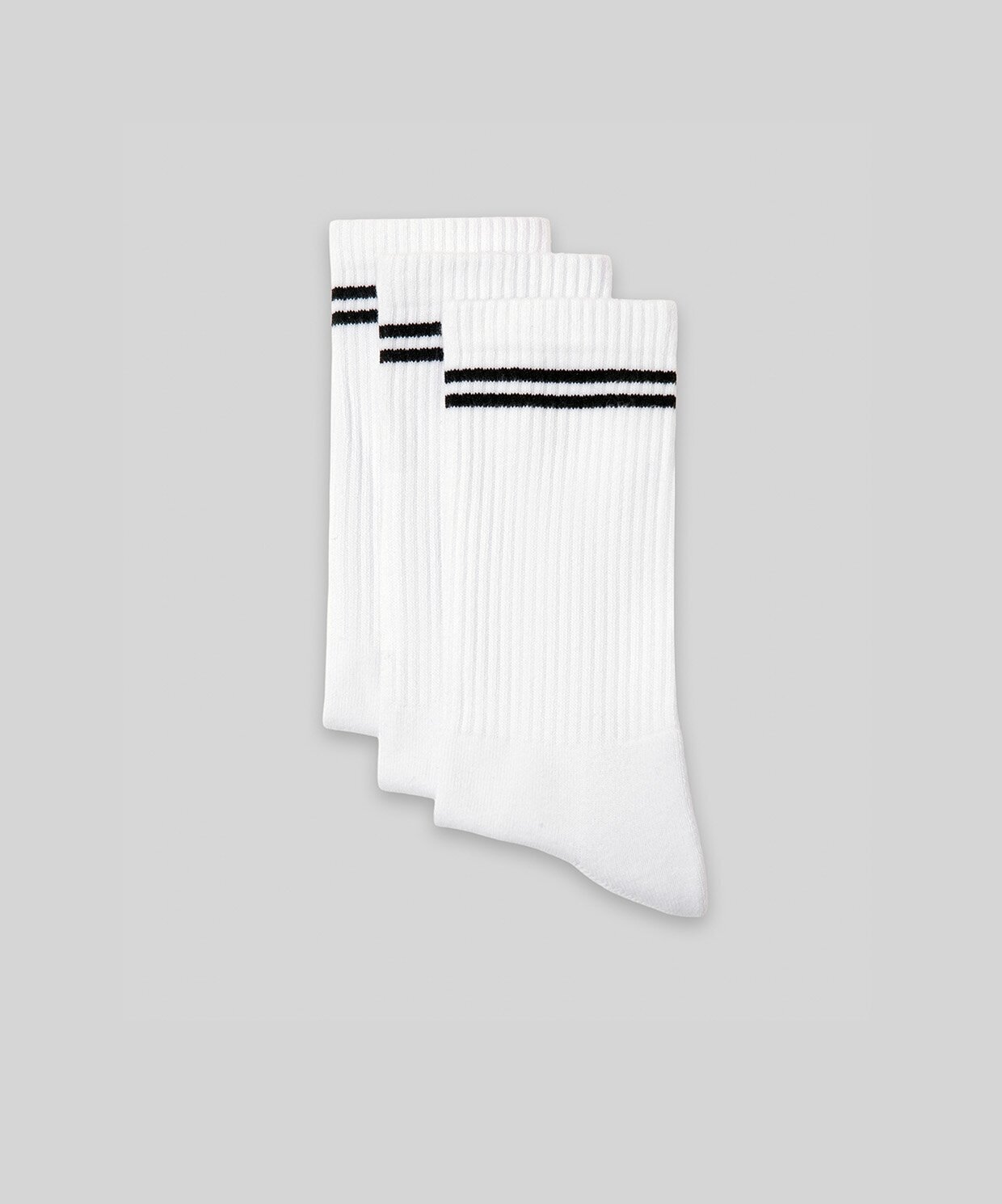 resm Monsieur Chaussette Çizgili Unicolor Havlu Çorap 3lü Paket