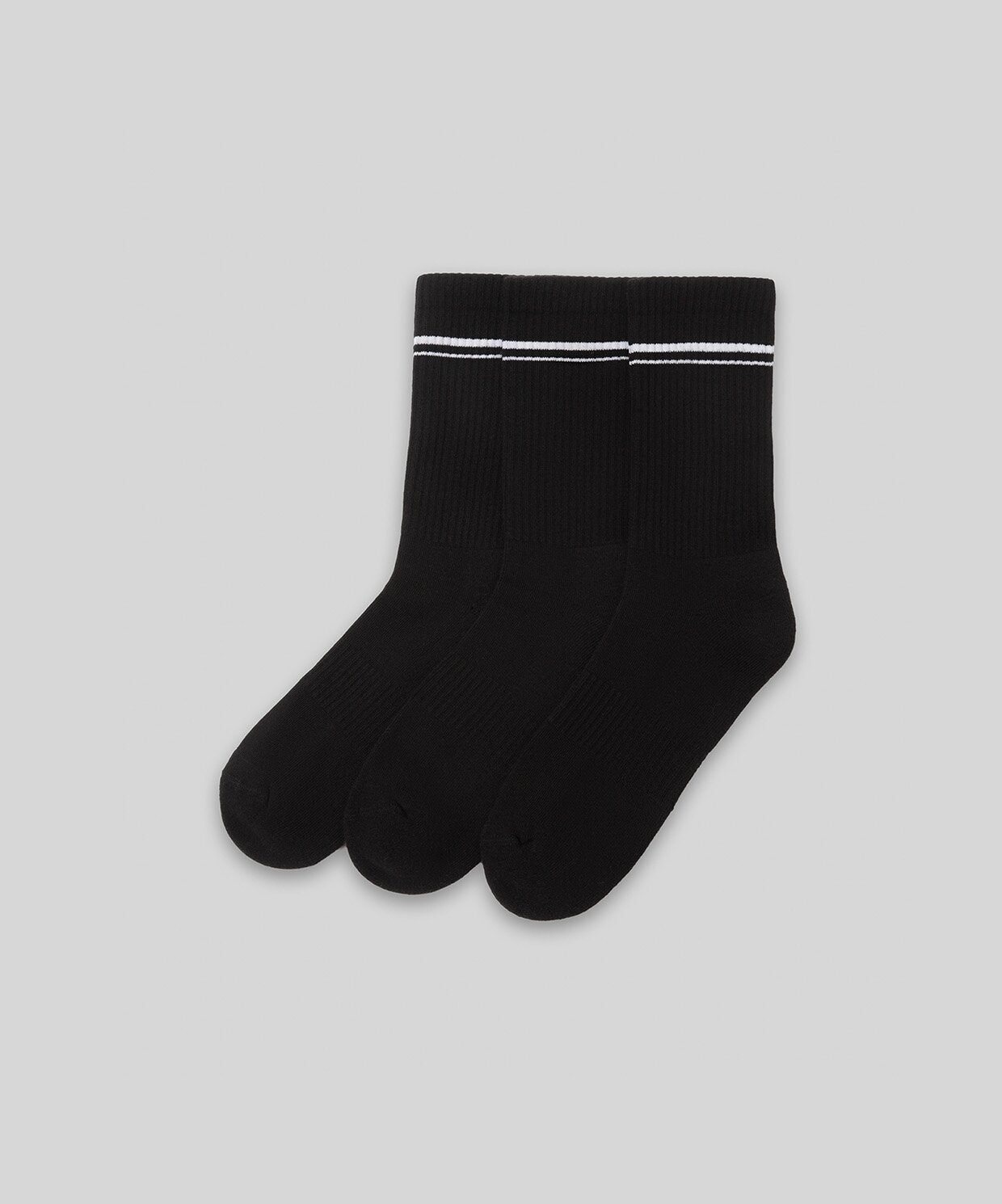 resm Monsieur Chaussette Çizgili Unicolor Havlu Çorap 3lü Paket