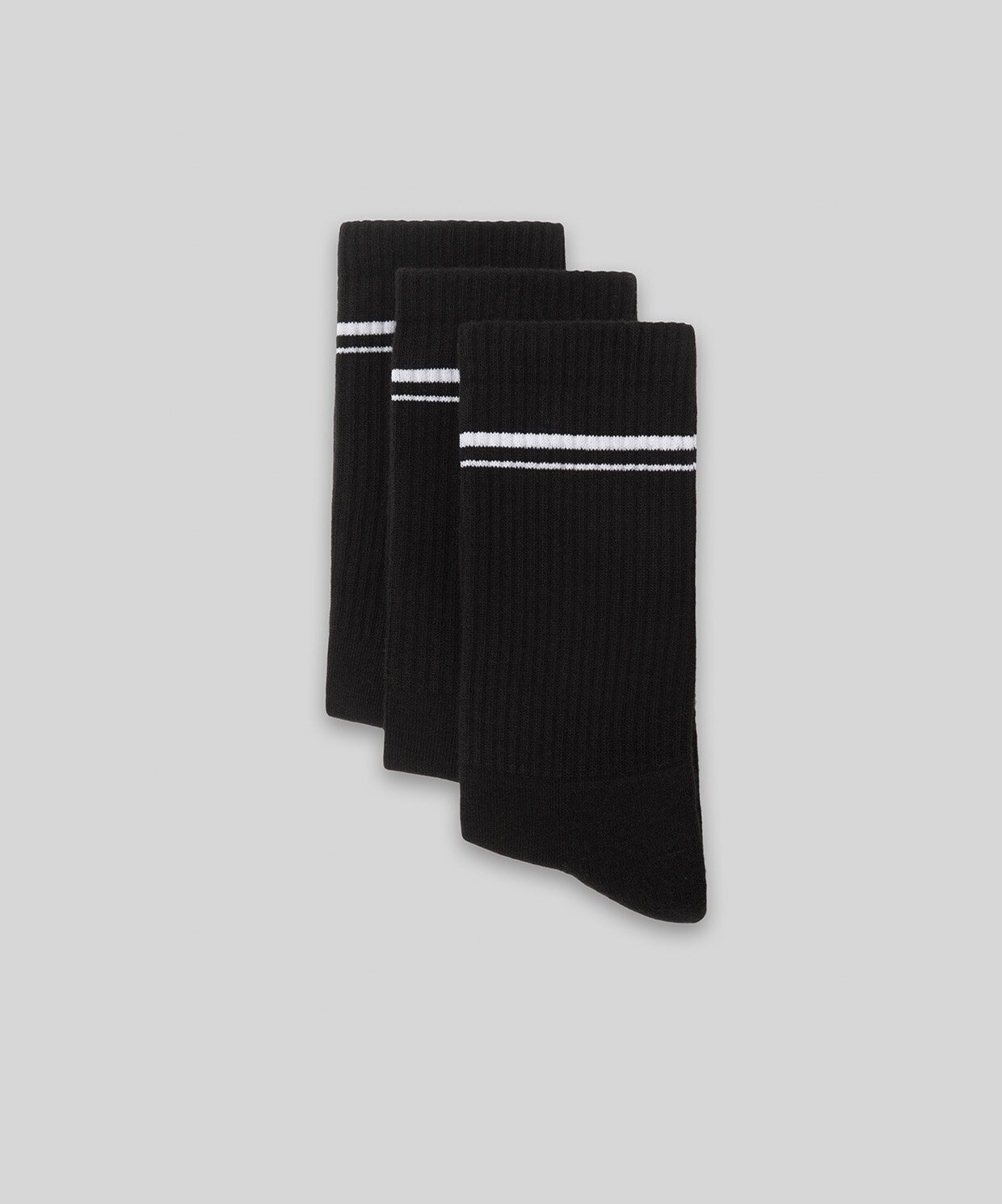 resm Monsieur Chaussette Çizgili Unicolor Havlu Çorap 3lü Paket