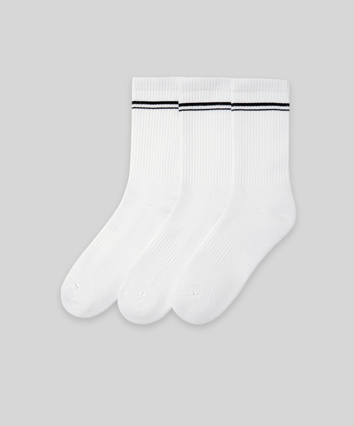 resm Monsieur Chaussette Çizgili Unicolor Havlu Çorap 3 lü Paket