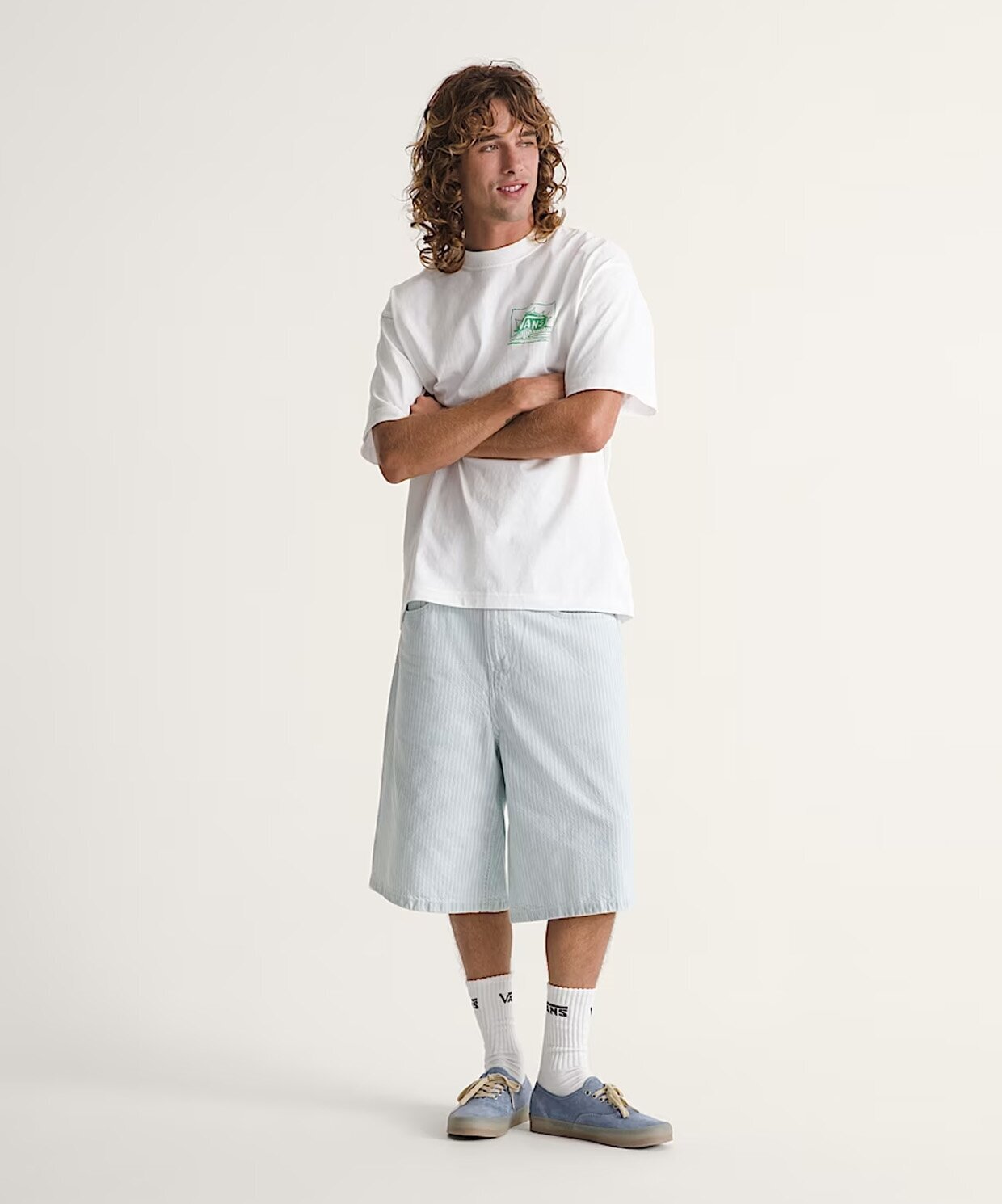 Мужские шорты Vans Check-5 Baggy Striped Denim Shorts