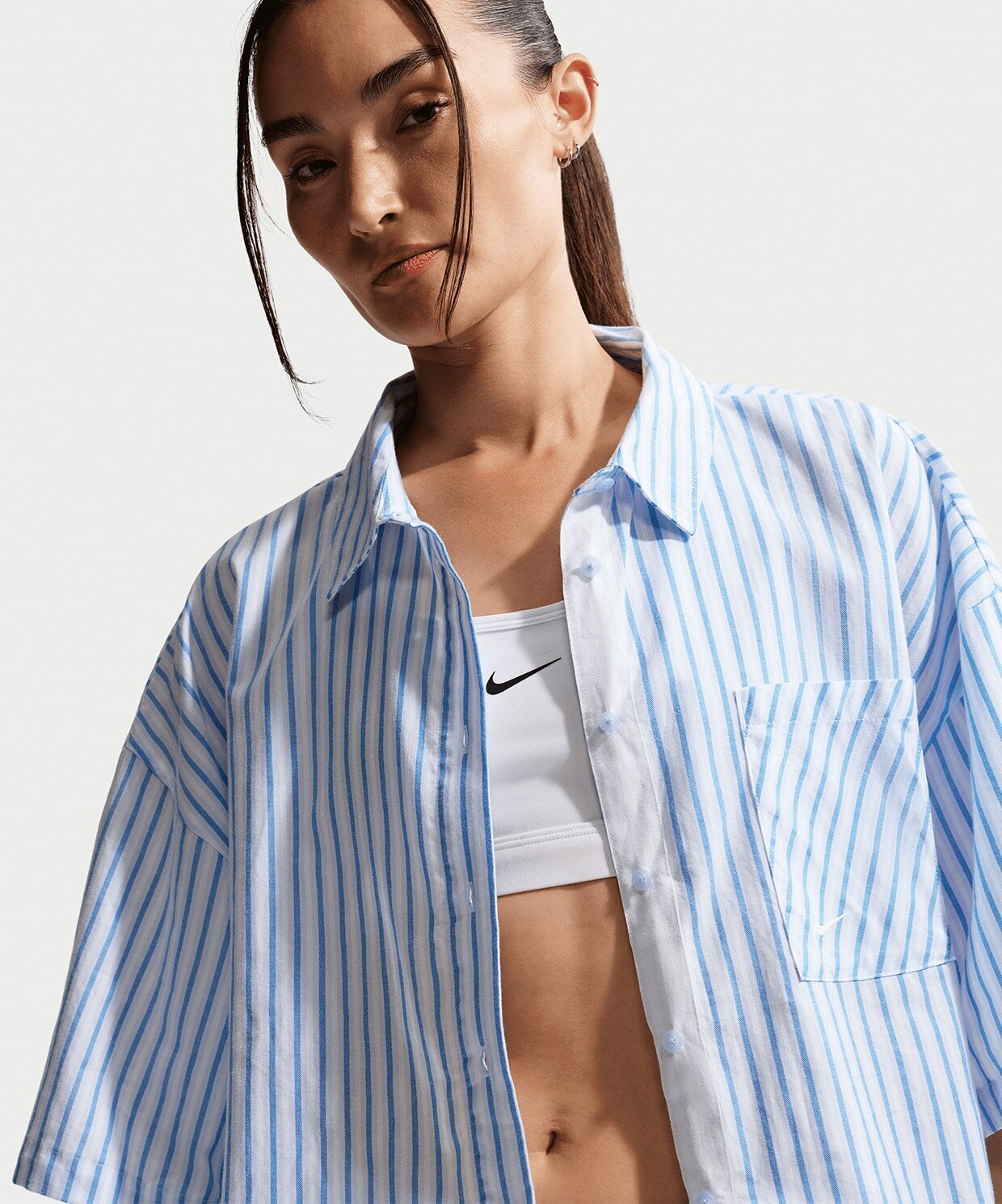 Женская рубашка Nike Sportswear Chill Poplin Oversized Striped Top