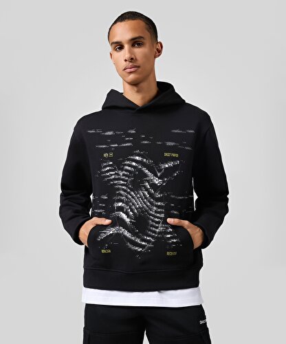 パーカー・フーディ DAILY PAPER FW24 OVERLOAD HOODIE (2421041 OBSIDIAN) Daily Paper Overload Hoodie Obsidian Black 2421041 | Bruut