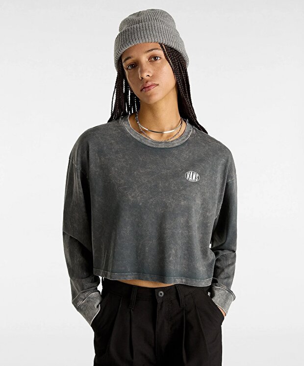 Женский свитшот Vans Oval Wash Ls Relax Crop