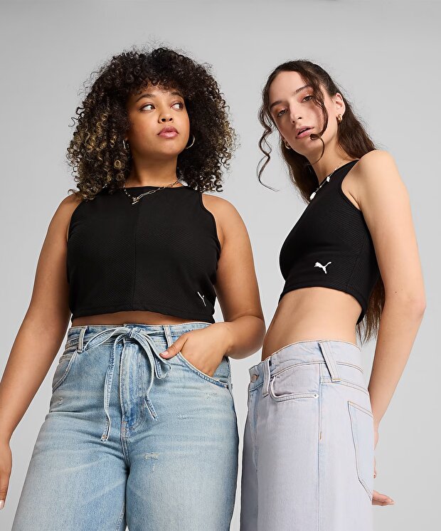 Женские  Puma Wardrobe Essentials Ribbed Crop Top