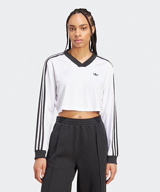 Женский свитшот adidas Adicolor Football Jacquard Crop Long-Sleeve Top для футбола