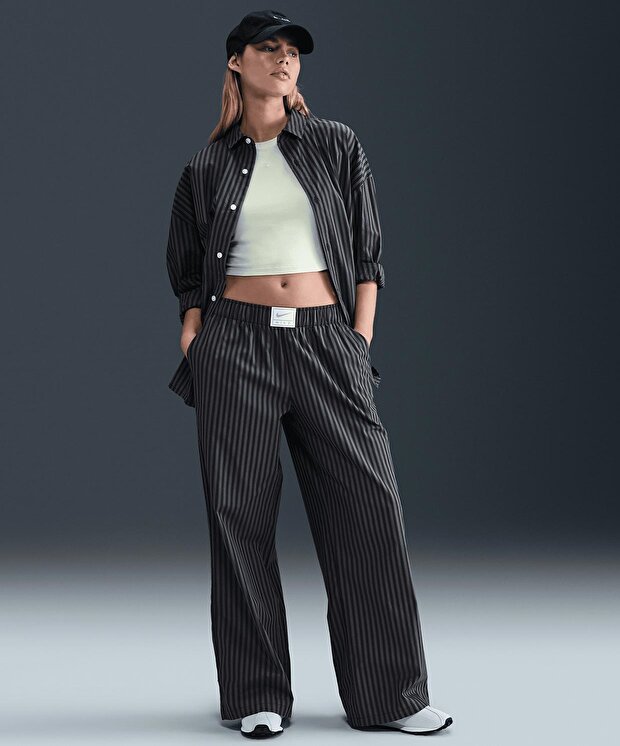 Женские спортивные штаны Nike Sportswear Chill Poplin Mid-Rise Loose Striped Pants