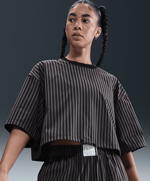 Женская футболка Nike Sportswear Chill Poplin Striped Boxy Top