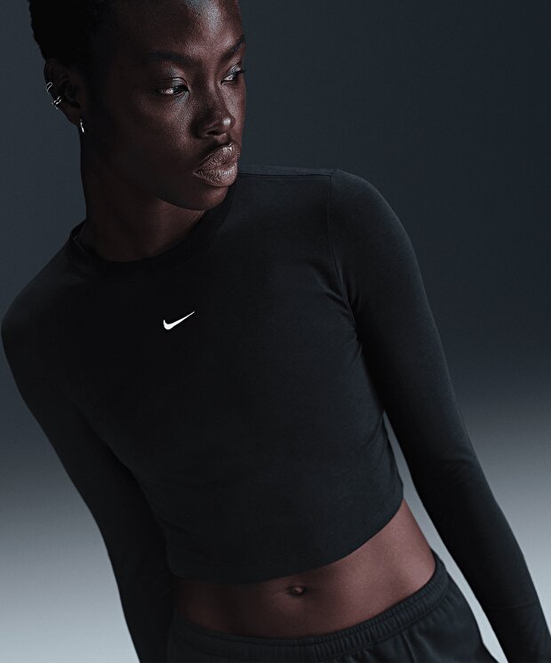 Женская футболка Nike Sportswear Chill Knit Slim Long-Sleeve Cropped Top