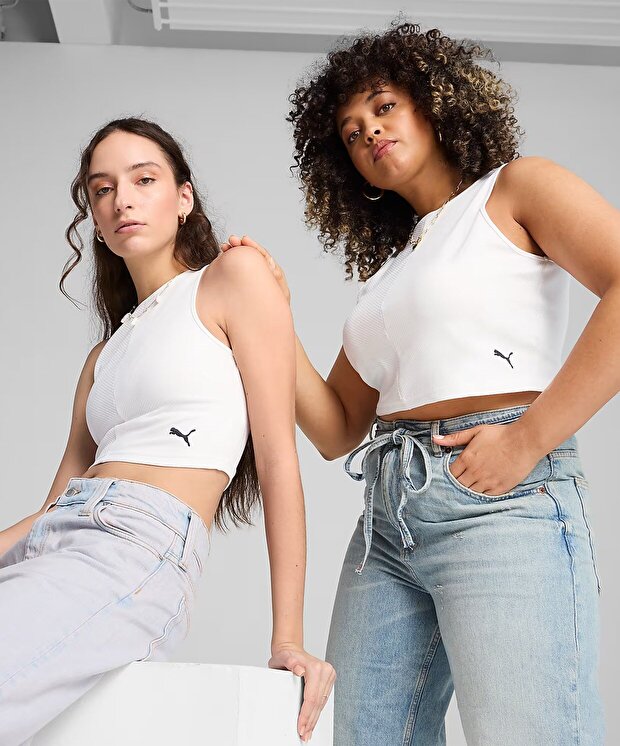 Женские  Puma Wardrobe Essentials Ribbed Crop Top