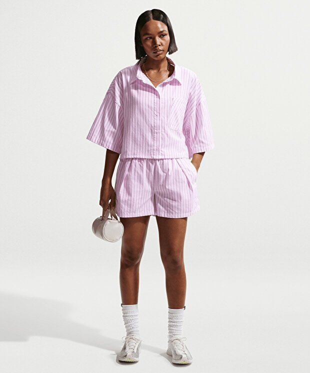 Женские шорты Nike Sportswear Chill Poplin Loose Mid-Rise Stripe Shorts